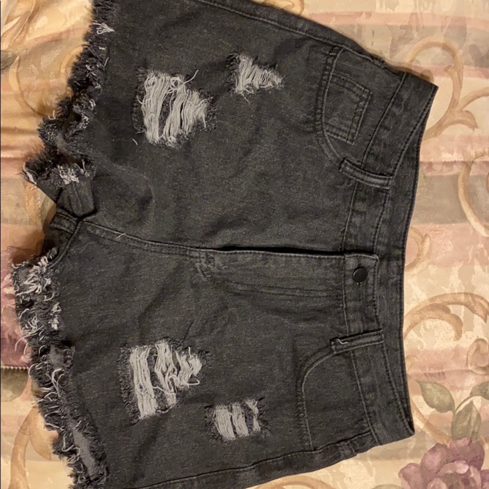 Black ripped SHEIN shorts